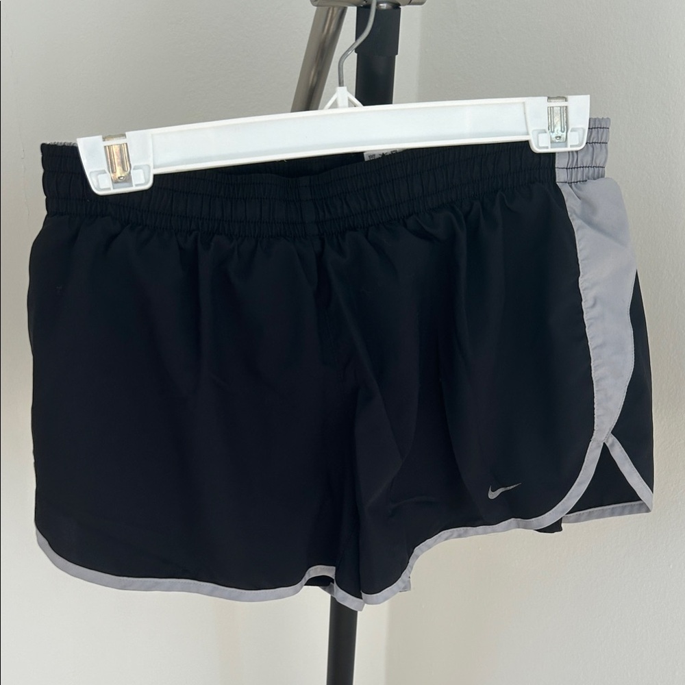 Nike Black Athletic Running Shorts with Gray Trim